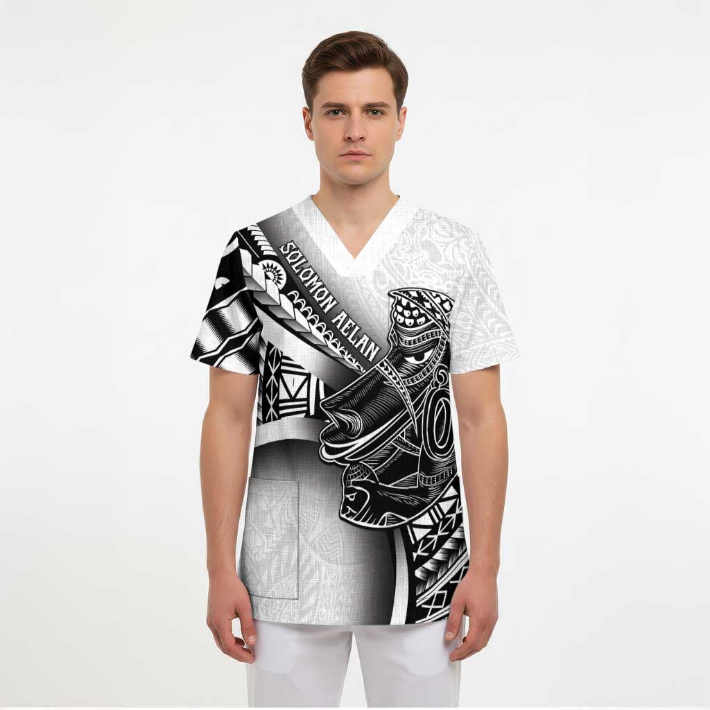 Solomon Islands Nguzunguzu Scrub Top Polynesian Tribal Pattern - Polynesian Pride