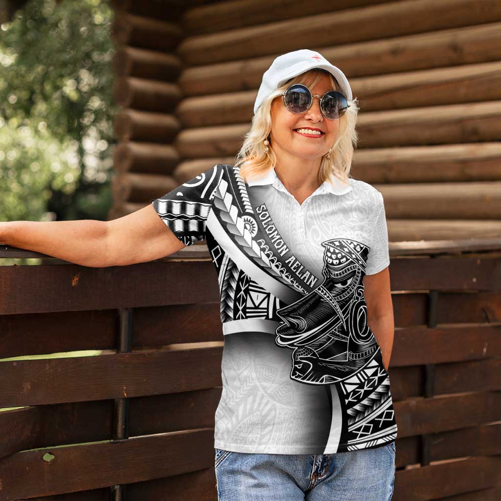 Solomon Islands Nguzunguzu Women Polo Shirt Polynesian Tribal Pattern