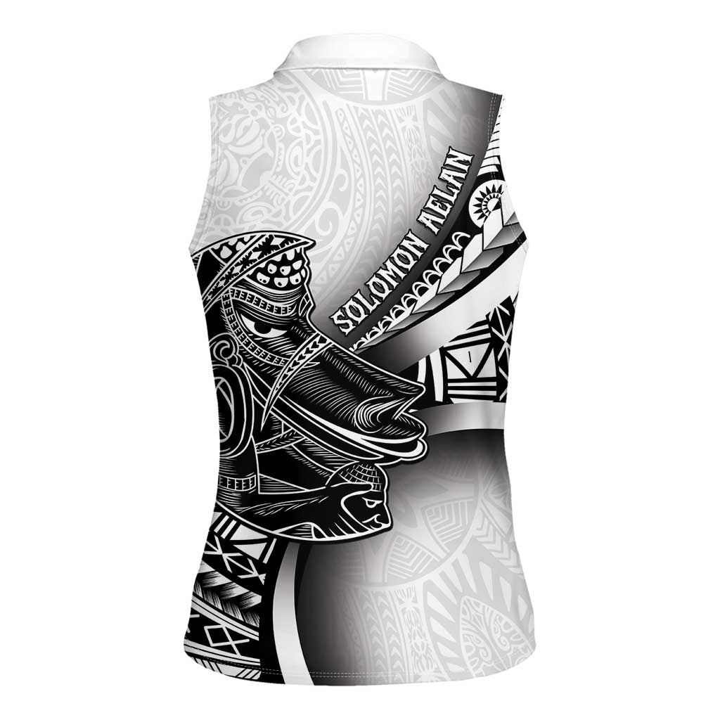 Solomon Islands Nguzunguzu Women Sleeveless Polo Shirt Polynesian Tribal Pattern