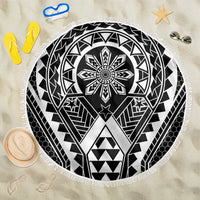 Philippines Batok Tribal Inspired Tattoo Black Beach Blanket LT05 One Size 150cm Black - Polynesian Pride