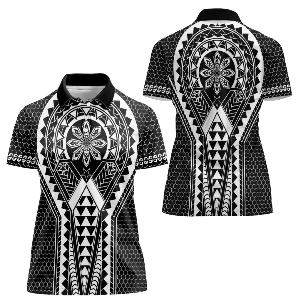 Philippines Batok Tribal Inspired Tattoo Black Women Polo Shirt LT05 - Polynesian Pride