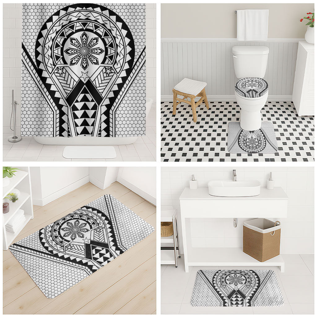 Philippines Batok Tribal Inspired Tattoo White Bathroom Set LT05 - Polynesian Pride