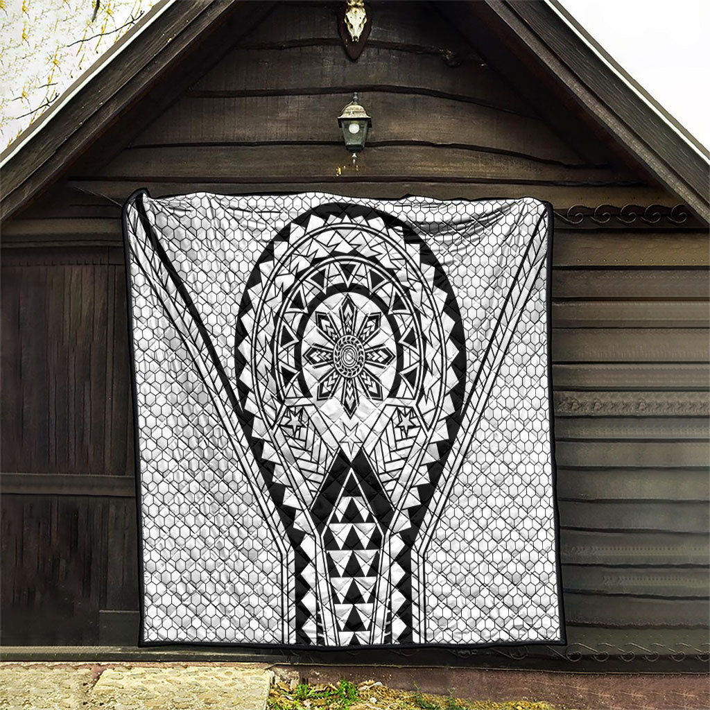 Philippines Batok Tribal Inspired Tattoo White Quilt LT05 - Polynesian Pride