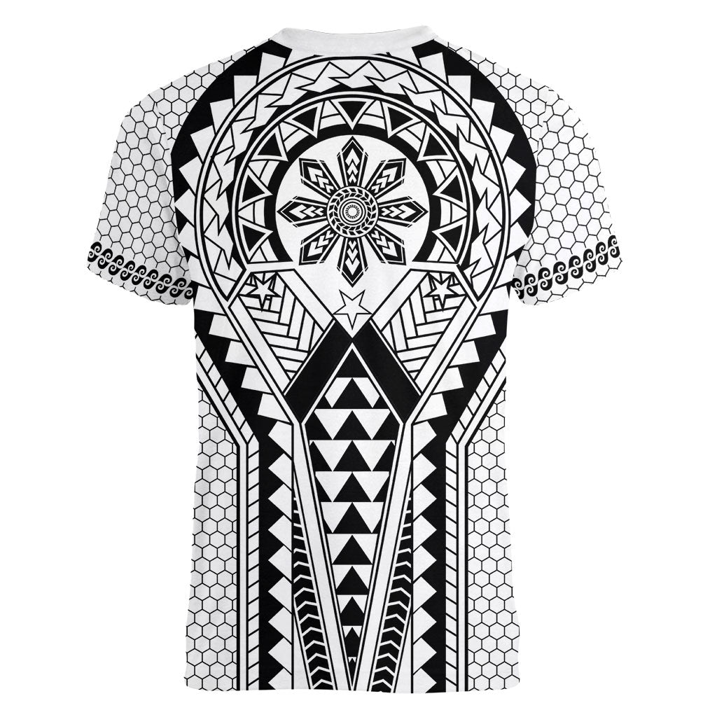 Philippines Batok Tribal Inspired Tattoo White Women V-Neck T-Shirt LT05 - Polynesian Pride