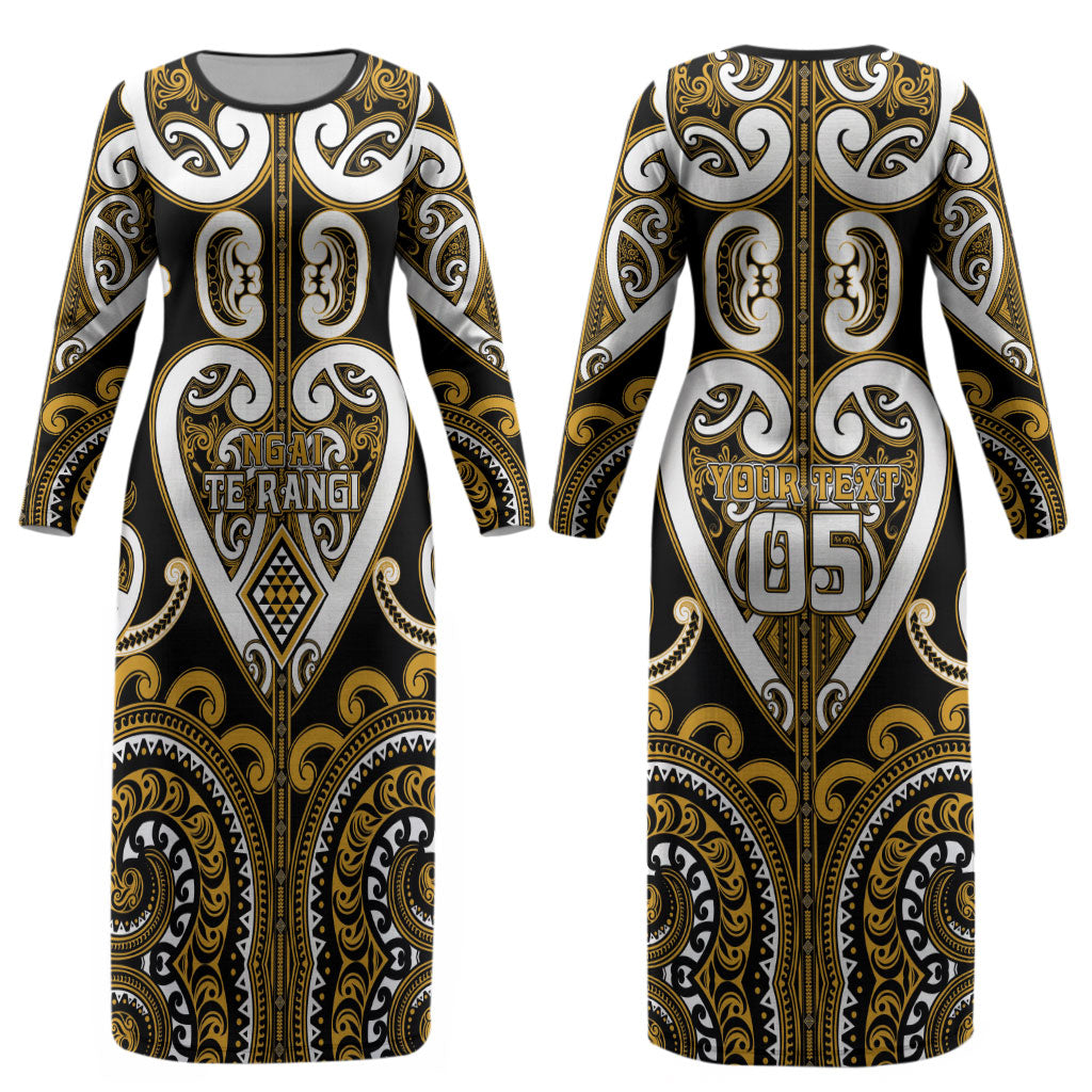 Custom Aotearoa Ngai Te Rangi Couples Matching Long Sleeve Bodycon Dress and Hawaiian Shirt Maori Tribal Pattern LT05 - Polynesian Pride