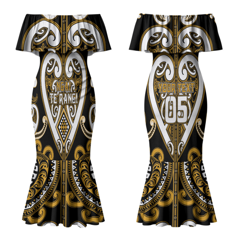 Custom Aotearoa Ngai Te Rangi Couples Matching Mermaid Dress and Long Sleeve Button Shirt Maori Tribal Pattern LT05 - Polynesian Pride