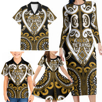 Custom Aotearoa Ngai Te Rangi Family Matching Long Sleeve Bodycon Dress and Hawaiian Shirt Maori Tribal Pattern LT05 - Polynesian Pride