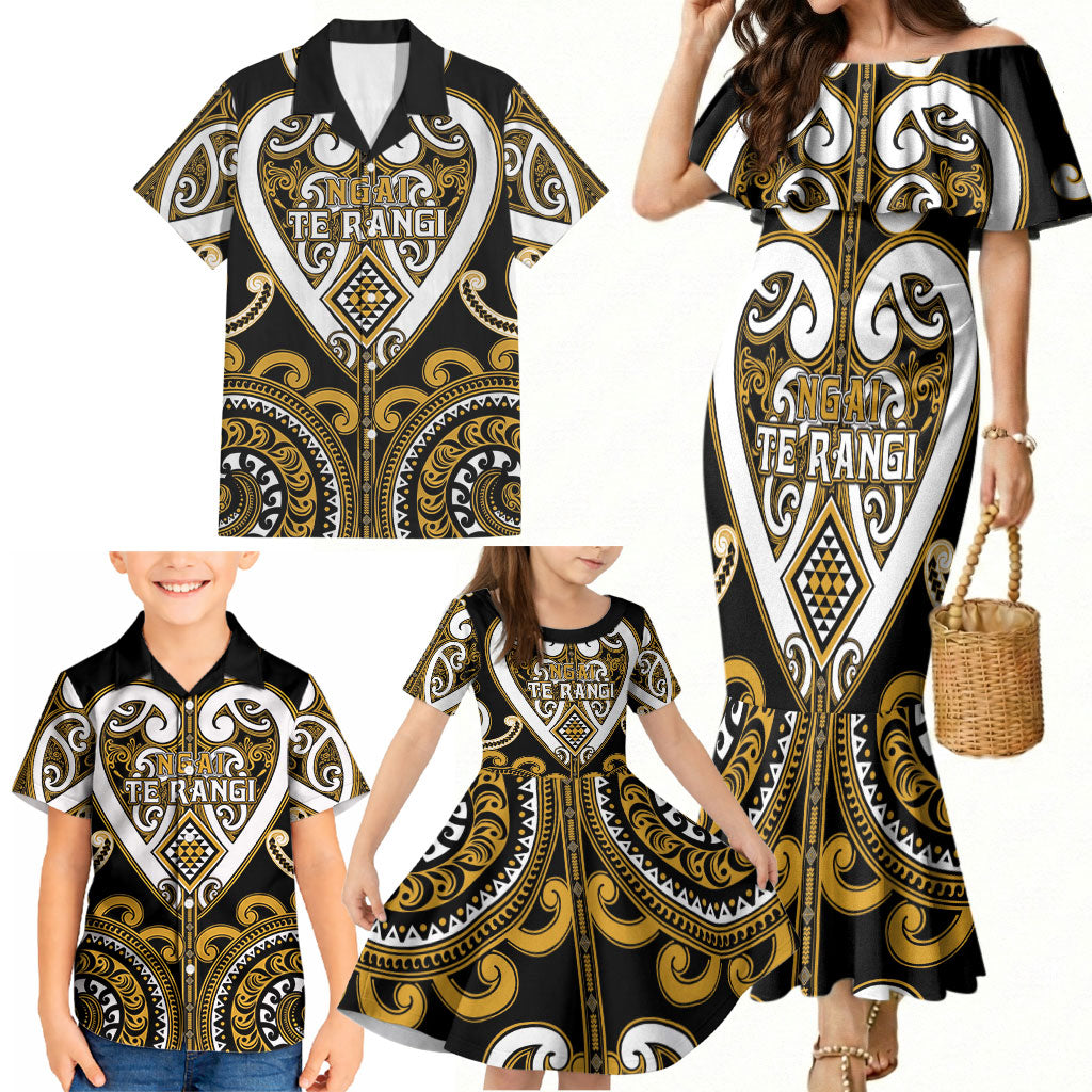 Custom Aotearoa Ngai Te Rangi Family Matching Mermaid Dress and Hawaiian Shirt Maori Tribal Pattern LT05 - Polynesian Pride