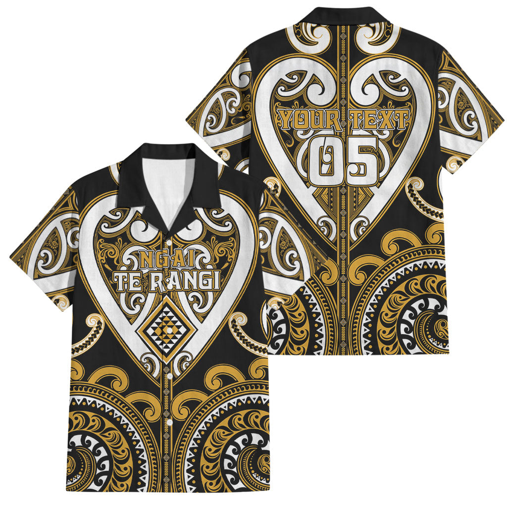 Custom Aotearoa Ngai Te Rangi Family Matching Summer Maxi Dress and Hawaiian Shirt Maori Tribal Pattern LT05 Dad's Shirt - Short Sleeve Gold - Polynesian Pride