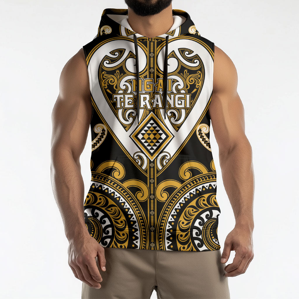 Custom Aotearoa Ngai Te Rangi Sleeveless Hoodie Maori Tribal Pattern LT05 - Polynesian Pride