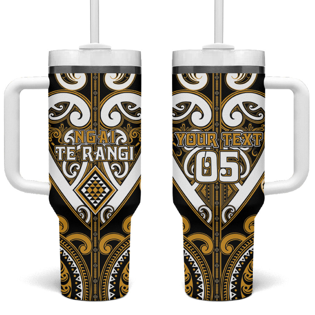 Custom Aotearoa Ngai Te Rangi Tumbler With Handle Maori Tribal Pattern LT05 One Size: 40 oz Gold - Polynesian Pride