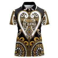 Custom Aotearoa Ngai Te Rangi Women Polo Shirt Maori Tribal Pattern LT05 Female Gold - Polynesian Pride