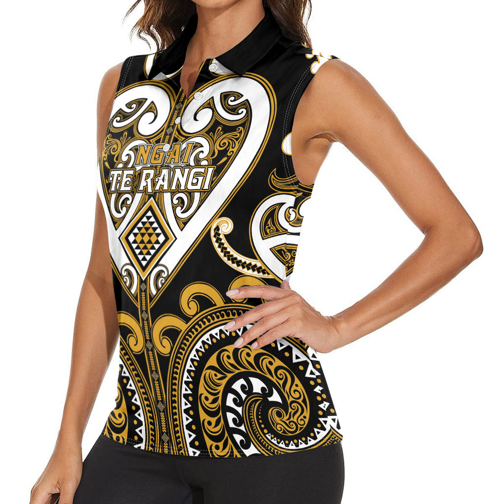 Custom Aotearoa Ngai Te Rangi Women Sleeveless Polo Shirt Maori Tribal Pattern LT05 - Polynesian Pride