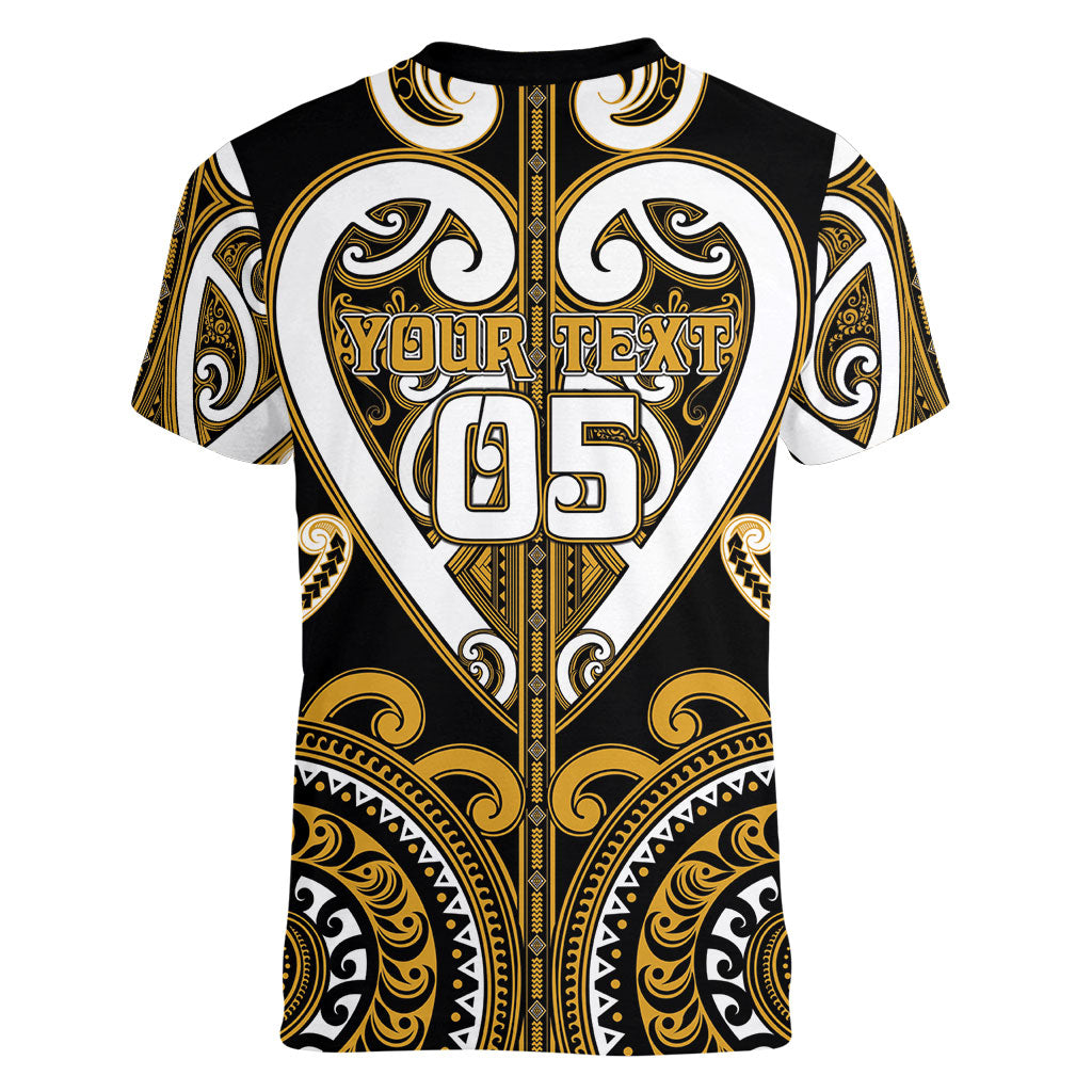 Custom Aotearoa Ngai Te Rangi Women V-Neck T-Shirt Maori Tribal Pattern LT05 - Polynesian Pride