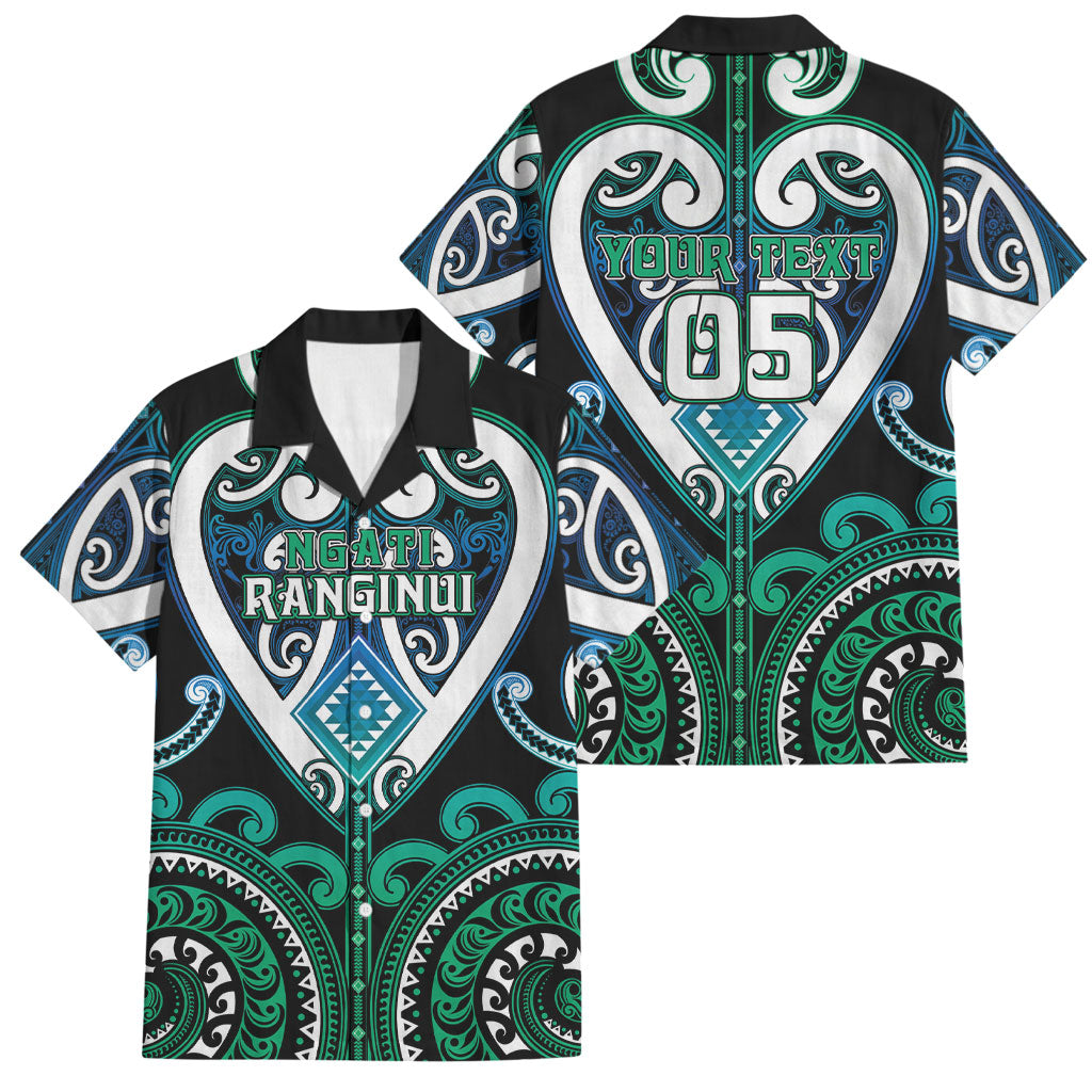 Custom Aotearoa Ngati Ranginui Family Matching Off Shoulder Maxi Dress and Hawaiian Shirt Maori Tribal Pattern LT05 Dad's Shirt - Short Sleeve Cyan - Polynesian Pride