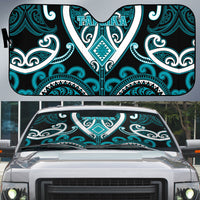 Aotearoa Tapuika Auto Sun Shade Maori Tribal Pattern LT05 Teal - Polynesian Pride