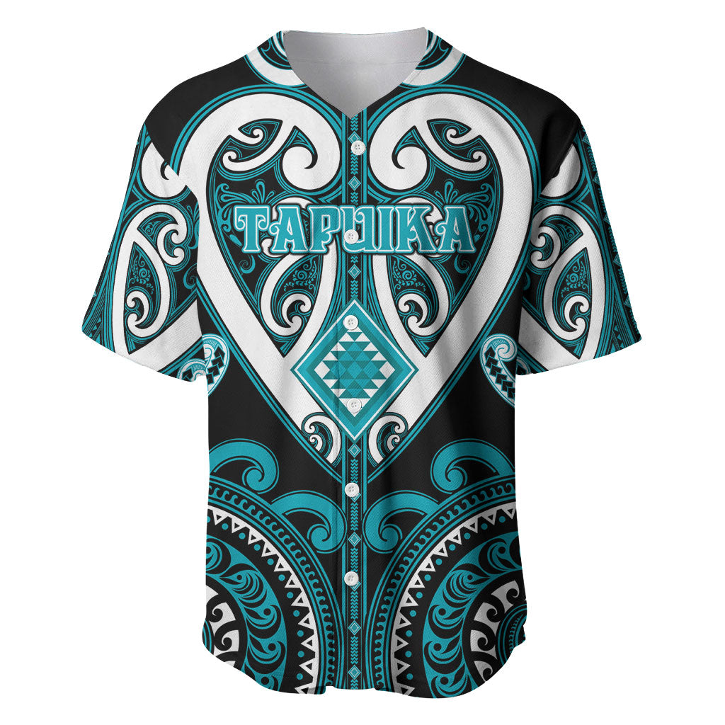 Custom Aotearoa Tapuika Baseball Jersey Maori Tribal Pattern LT05 Teal - Polynesian Pride