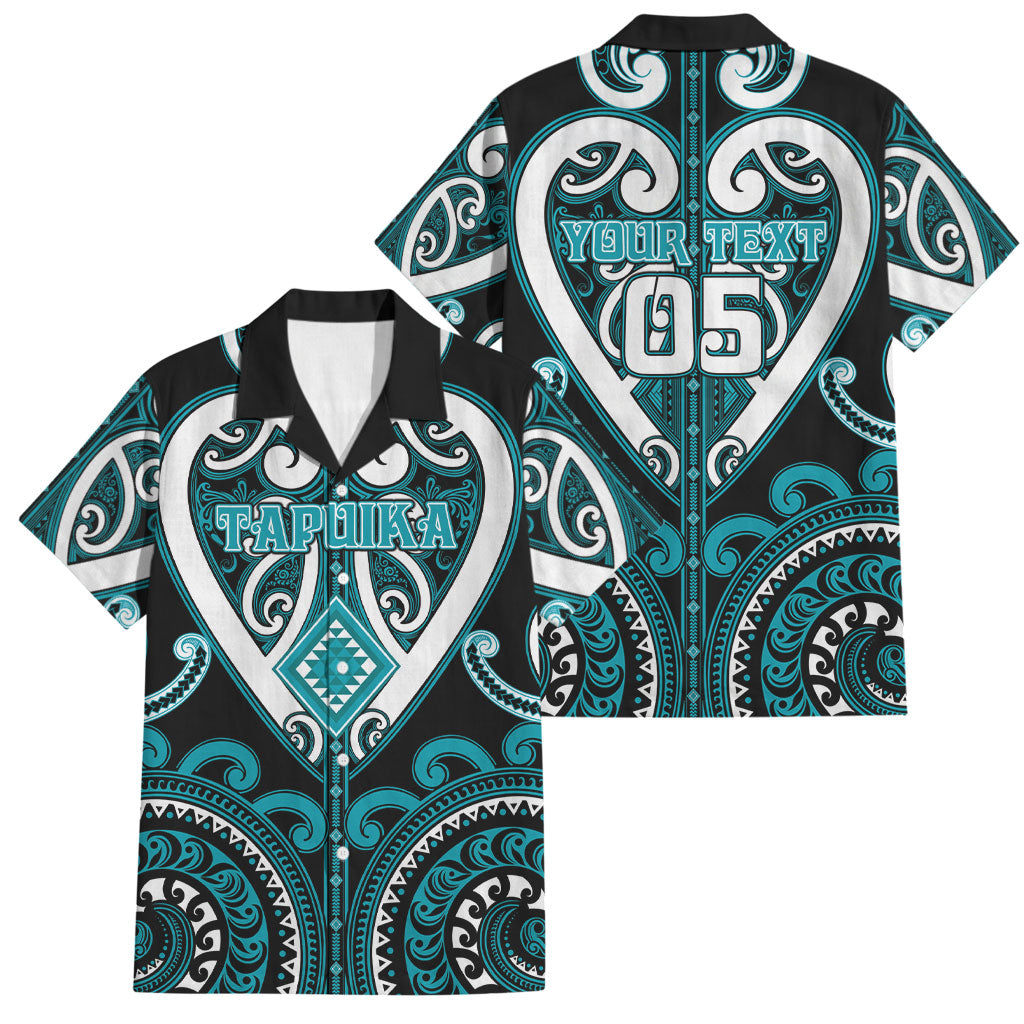 Custom Aotearoa Tapuika Family Matching Summer Maxi Dress and Hawaiian Shirt Maori Tribal Pattern LT05 Dad's Shirt - Short Sleeve Teal - Polynesian Pride