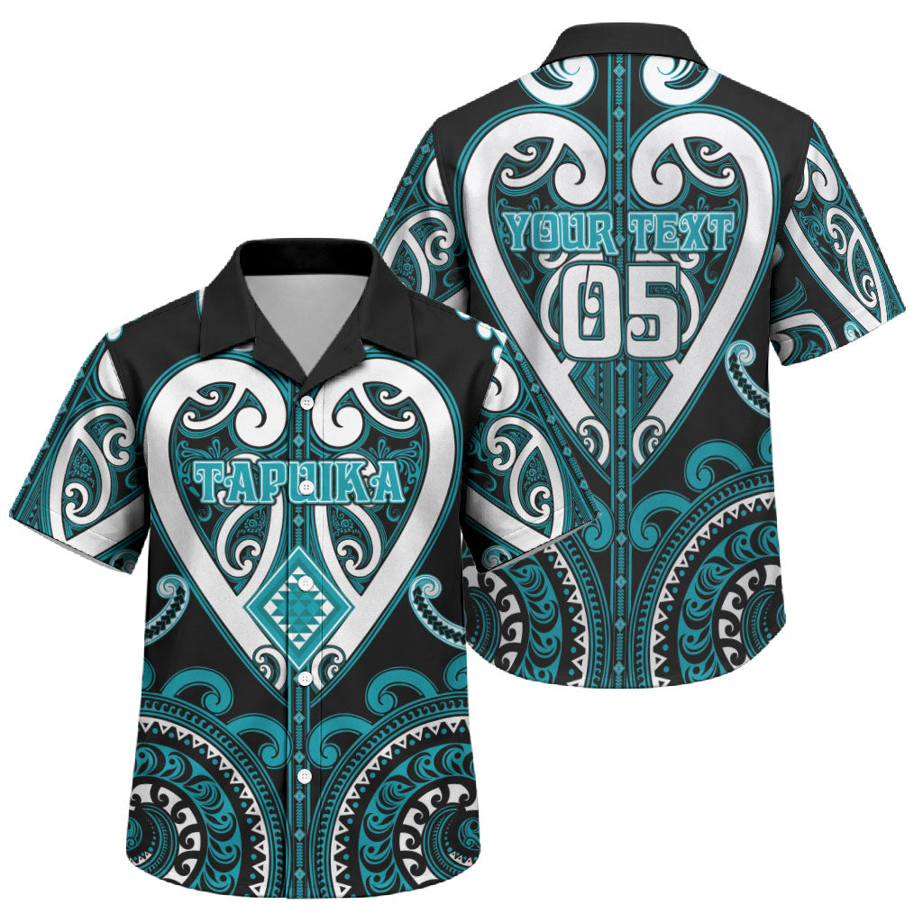 Custom Aotearoa Tapuika Family Matching Summer Maxi Dress and Hawaiian Shirt Maori Tribal Pattern LT05 Son's Shirt Teal - Polynesian Pride