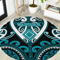Aotearoa Tapuika Round Carpet Maori Tribal Pattern LT05 Teal - Polynesian Pride