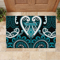 Aotearoa Tapuika Rubber Doormat Maori Tribal Pattern LT05 Teal - Polynesian Pride