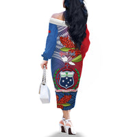 Personalized Samoa Off The Shoulder Long Sleeve Dress Teuila Torch Ginger Mix Polynesian Tribal LT05 - Polynesian Pride