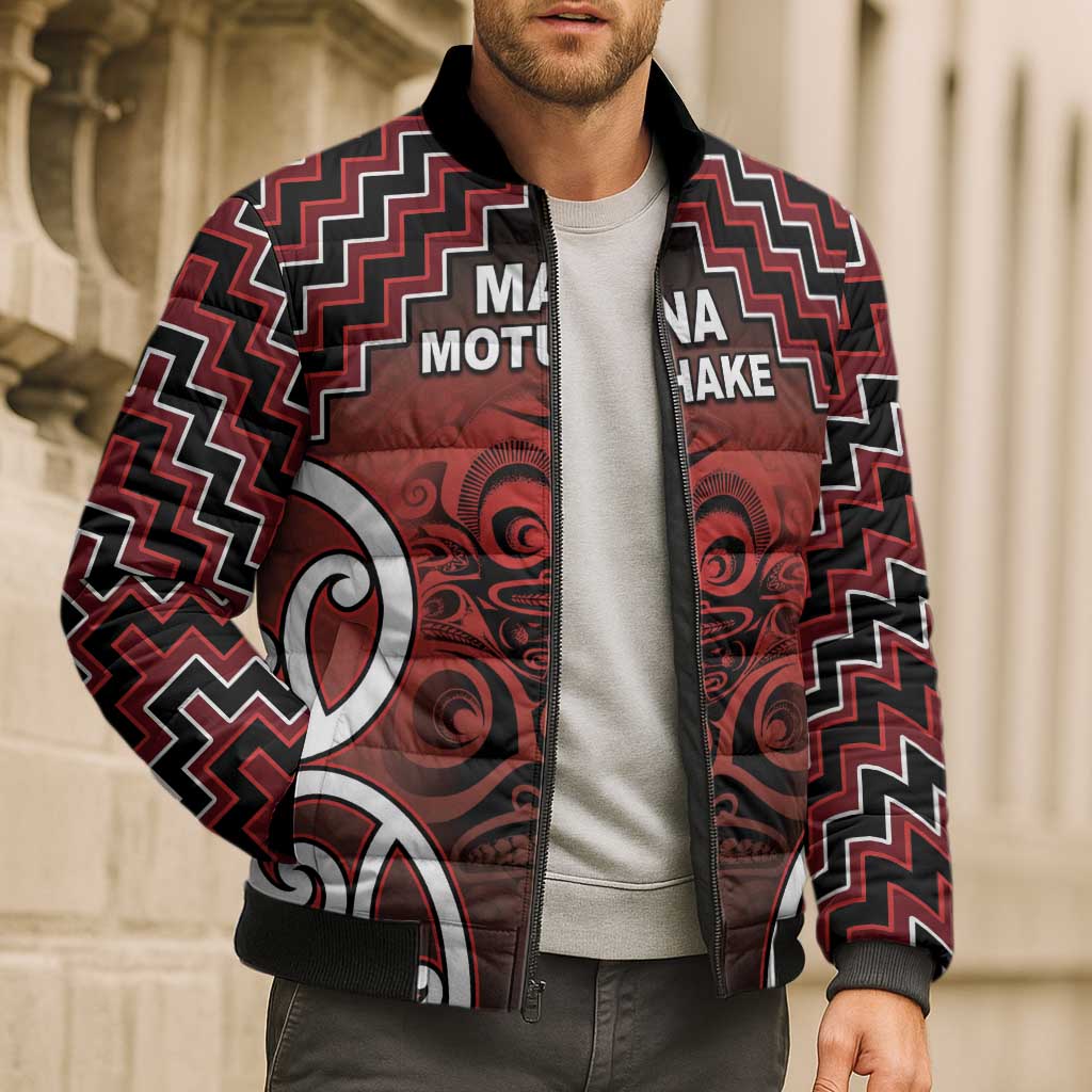 Personalised Aotearoa Mana Motuhake Bomber Puffer Jacket Poutama With Maori Pattern - Polynesian Pride