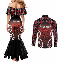 Personalised Aotearoa Mana Motuhake Couples Matching Mermaid Dress and Long Sleeve Button Shirt Poutama With Maori Pattern - Polynesian Pride