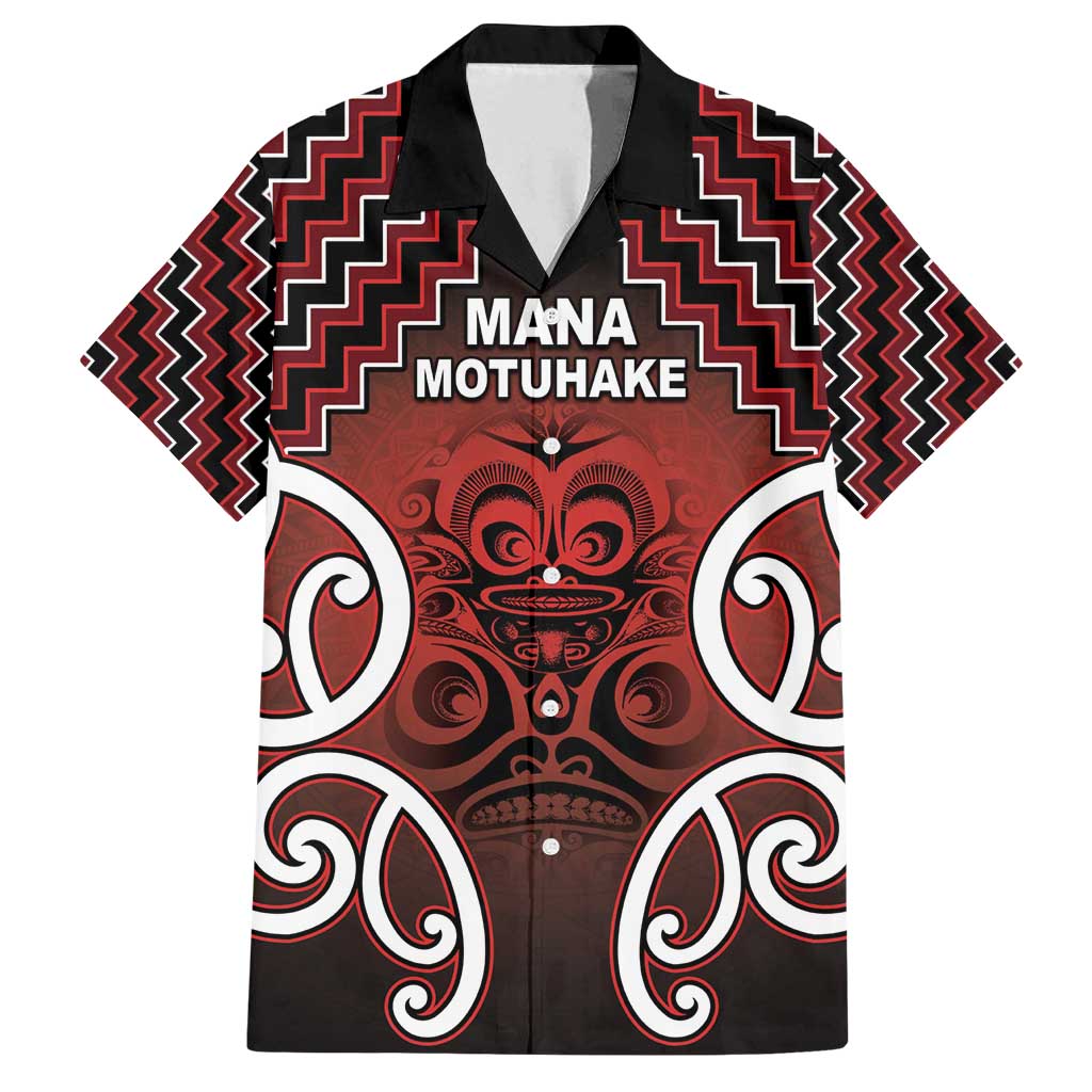 Personalised Aotearoa Mana Motuhake Family Matching Long Sleeve Bodycon Dress and Hawaiian Shirt Poutama With Maori Pattern LT05 Dad's Shirt - Short Sleeve Red - Polynesian Pride