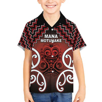 Personalised Aotearoa Mana Motuhake Family Matching Long Sleeve Bodycon Dress and Hawaiian Shirt Poutama With Maori Pattern LT05 Son's Shirt Red - Polynesian Pride