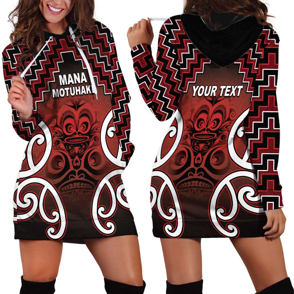 Personalised Aotearoa Mana Motuhake Hoodie Dress Poutama With Maori Pattern - Polynesian Pride