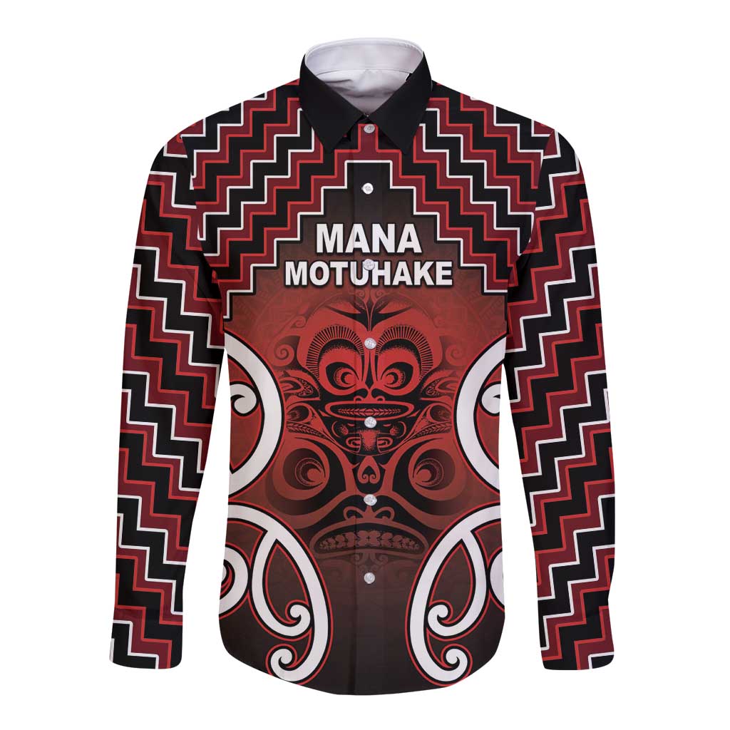 Personalised Aotearoa Mana Motuhake Long Sleeve Button Shirt Poutama With Maori Pattern - Polynesian Pride
