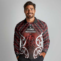 Personalised Aotearoa Mana Motuhake Long Sleeve Polo Shirt Poutama With Maori Pattern - Polynesian Pride