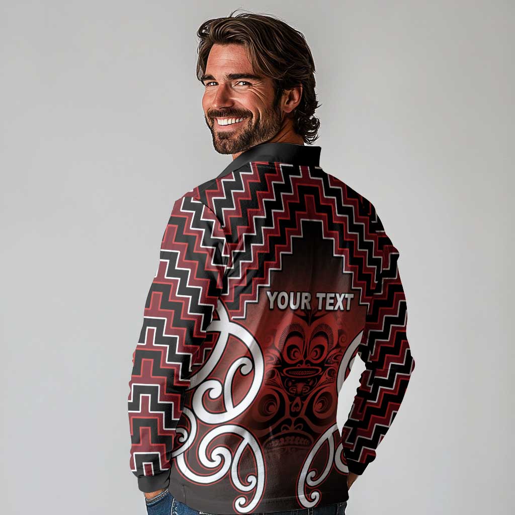 Personalised Aotearoa Mana Motuhake Long Sleeve Polo Shirt Poutama With Maori Pattern - Polynesian Pride