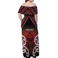 Personalised Aotearoa Mana Motuhake Off Shoulder Maxi Dress Poutama With Maori Pattern - Polynesian Pride