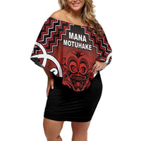 Personalised Aotearoa Mana Motuhake Off Shoulder Short Dress Poutama With Maori Pattern - Polynesian Pride