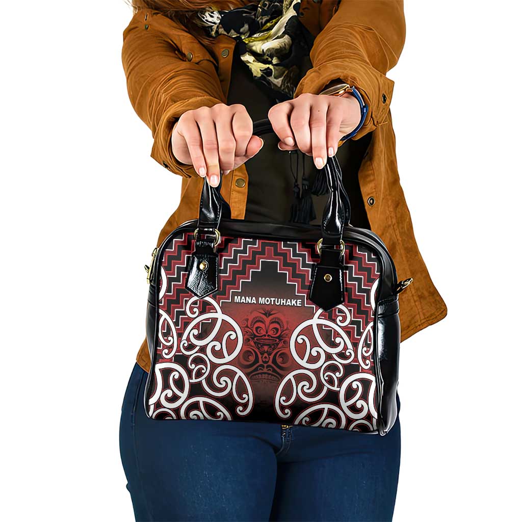 Aotearoa Mana Motuhake Shoulder Handbag Poutama With Maori Pattern - Polynesian Pride