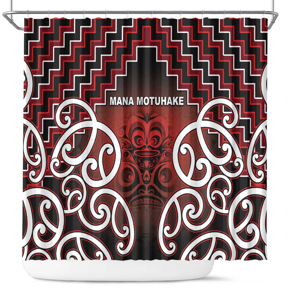 Aotearoa Mana Motuhake Shower Curtain Poutama With Maori Pattern - Polynesian Pride