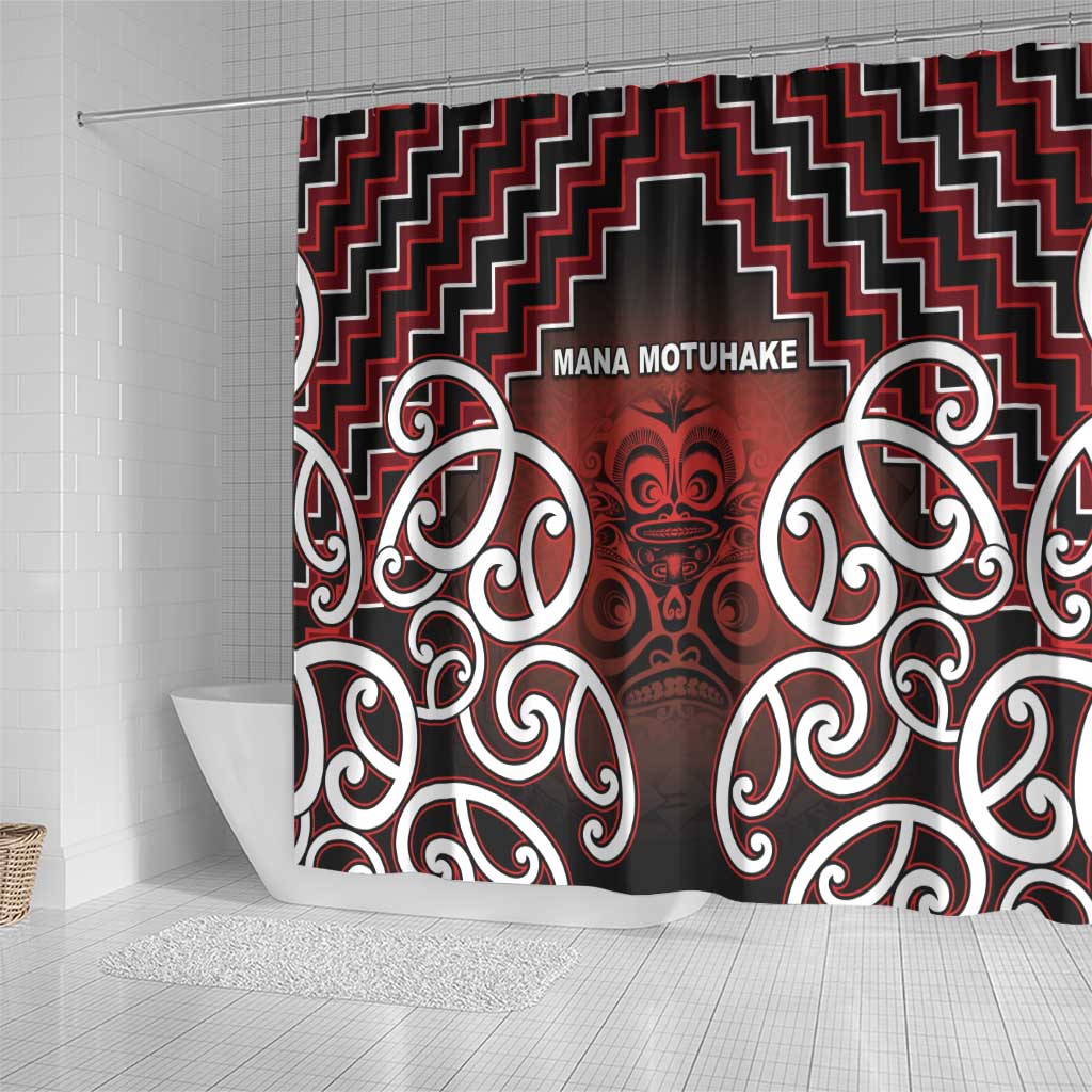 Aotearoa Mana Motuhake Shower Curtain Poutama With Maori Pattern - Polynesian Pride