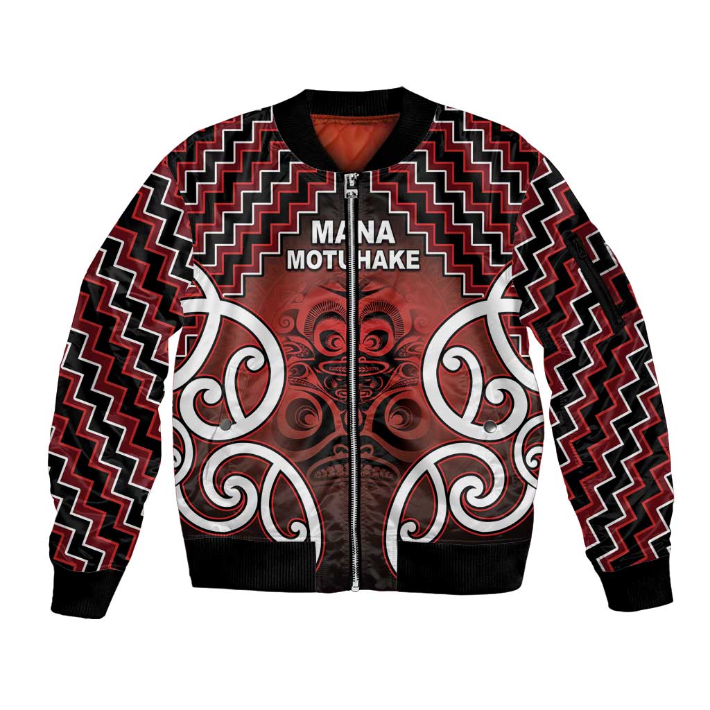 Personalised Aotearoa Mana Motuhake Sleeve Zip Bomber Jacket Poutama With Maori Pattern - Polynesian Pride