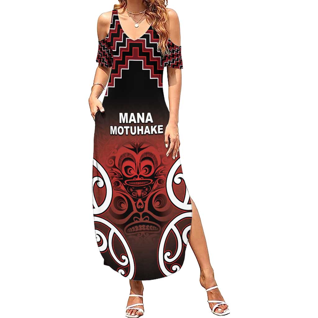Personalised Aotearoa Mana Motuhake Summer Maxi Dress Poutama With Maori Pattern - Polynesian Pride