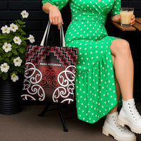 Aotearoa Mana Motuhake Tote Bag Poutama With Maori Pattern - Polynesian Pride