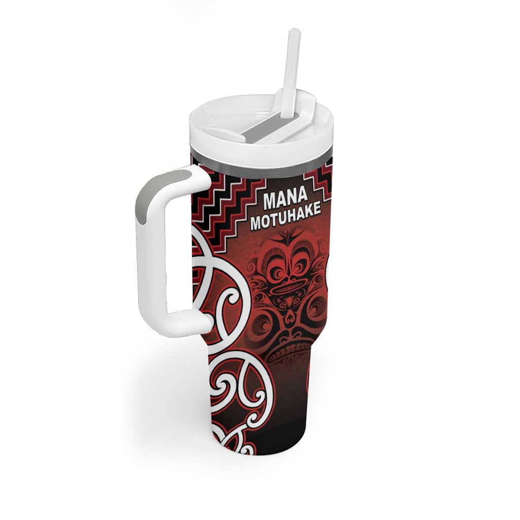 Personalised Aotearoa Mana Motuhake Tumbler With Handle Poutama With Maori Pattern - Polynesian Pride
