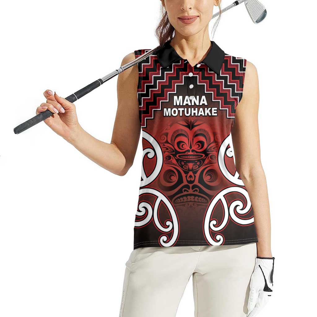 Personalised Aotearoa Mana Motuhake Women Sleeveless Polo Shirt Poutama With Maori Pattern - Polynesian Pride
