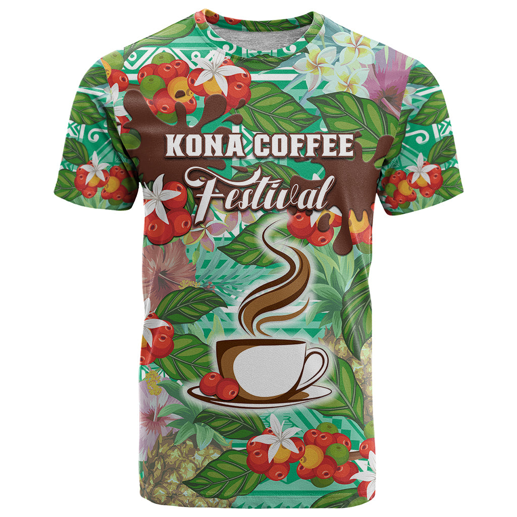 Kona Coffee Festival T Shirt Polynesian Pattern Tropical Vibe LT05 Green - Polynesian Pride