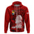 Tonga King Tupou I Day Hoodie Tropical Flowers With Ngatu Pattern LT05 Zip Hoodie Red - Polynesian Pride