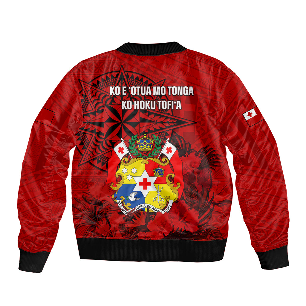 tonga-king-tupou-i-day-sleeve-zip-bomber-jacket-tropical-flowers-with-ngatu-pattern