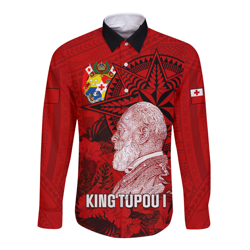 personalized-tonga-king-tupou-i-day-long-sleeve-button-shirt-tropical-flowers-with-ngatu-pattern