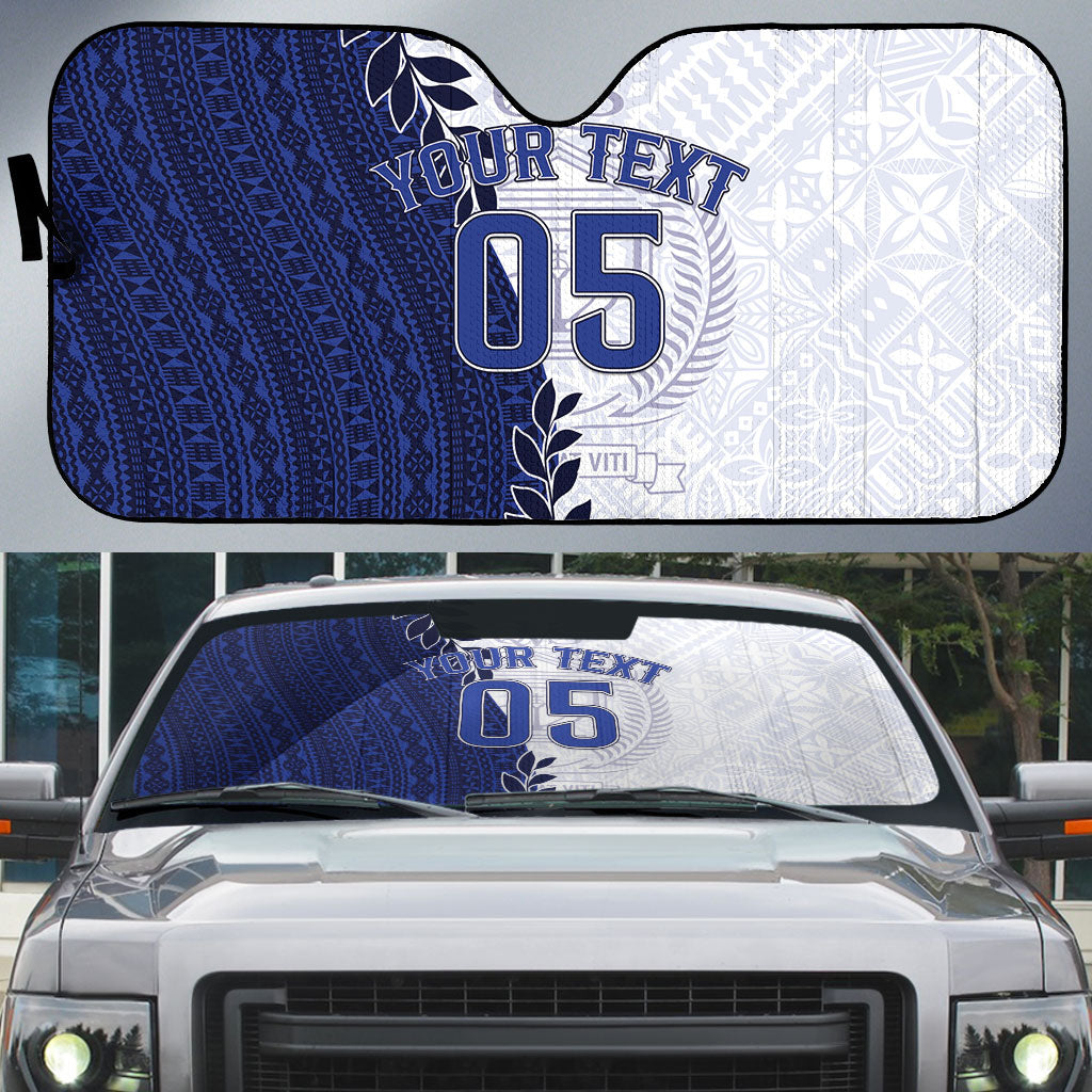 Custom Fiji Queen Victoria School Auto Sun Shade 120 Years Anniversary LT05 White - Polynesian Pride