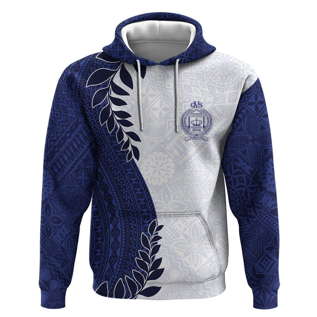 Custom Fiji Queen Victoria School Hoodie 120 Years Anniversary LT05 Pullover Hoodie White - Polynesian Pride